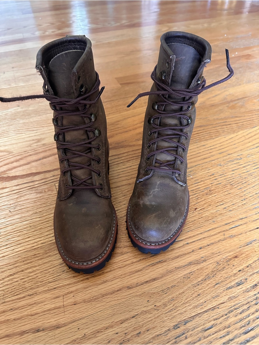 Frye Brown Leather Women's Combat Boots